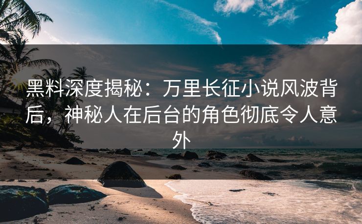 黑料深度揭秘：万里长征小说风波背后，神秘人在后台的角色彻底令人意外