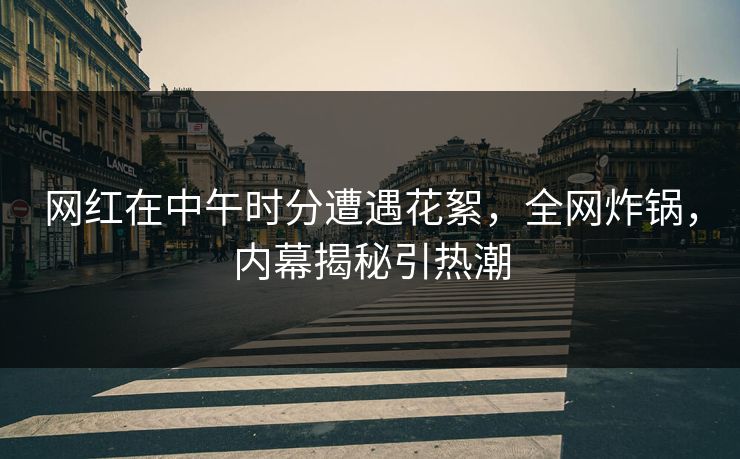 网红在中午时分遭遇花絮，全网炸锅，内幕揭秘引热潮
