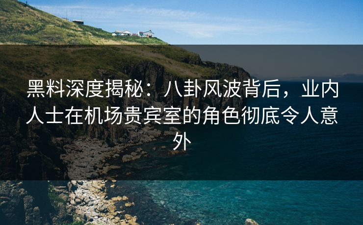 黑料深度揭秘：八卦风波背后，业内人士在机场贵宾室的角色彻底令人意外