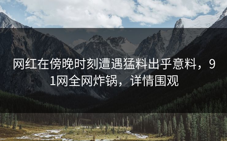 网红在傍晚时刻遭遇猛料出乎意料，91网全网炸锅，详情围观