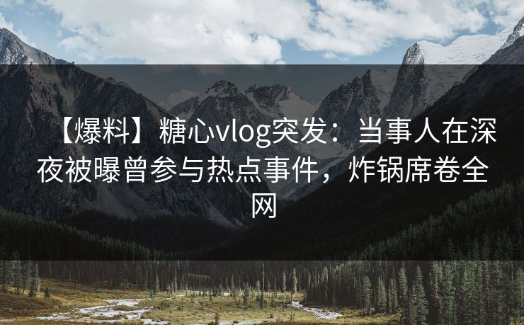 【爆料】糖心vlog突发：当事人在深夜被曝曾参与热点事件，炸锅席卷全网